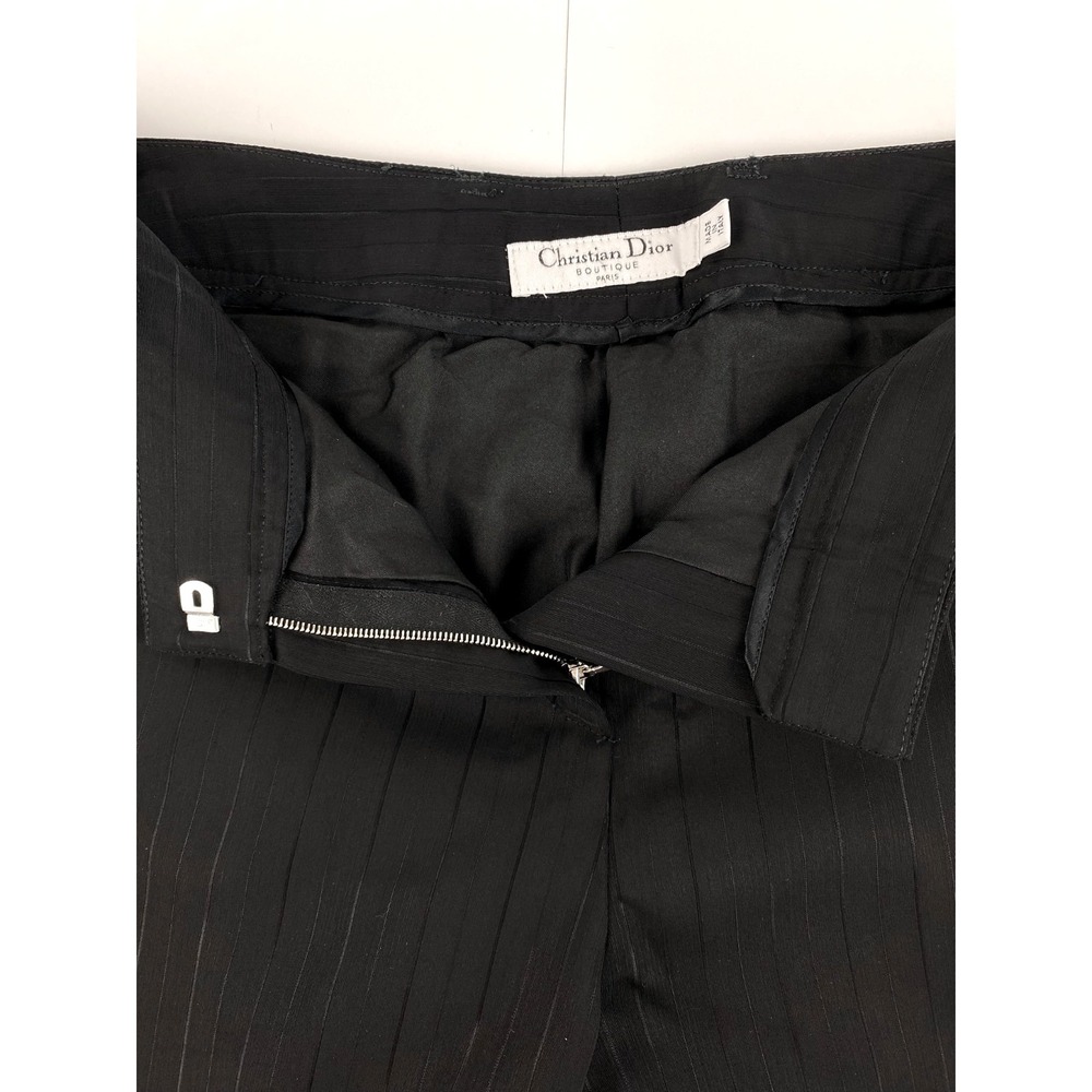 Christian Dior Luxury Pants Women's 8 Black Lambskin Trimmed Striped Lined 40 - Picture 6 of 14